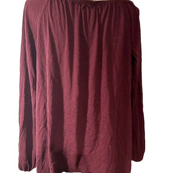 Michael Kors Women's Shirt Size Medium Red Ruffle Elastic Neck!!! - Picture 2 of 7